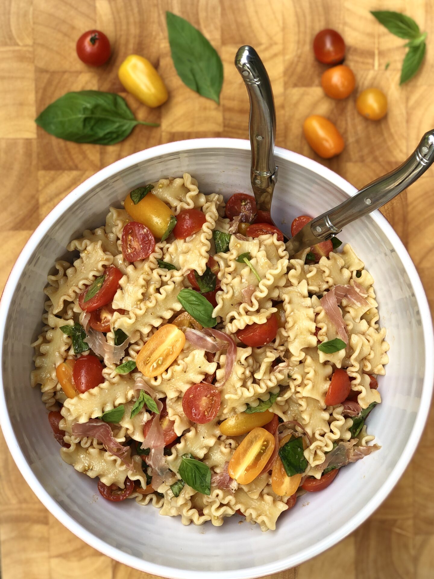 F38A3A70-B1A7-4C1C-9061-5270FE2B4C98 Tomato Basil and Prosciutto Pasta Salad