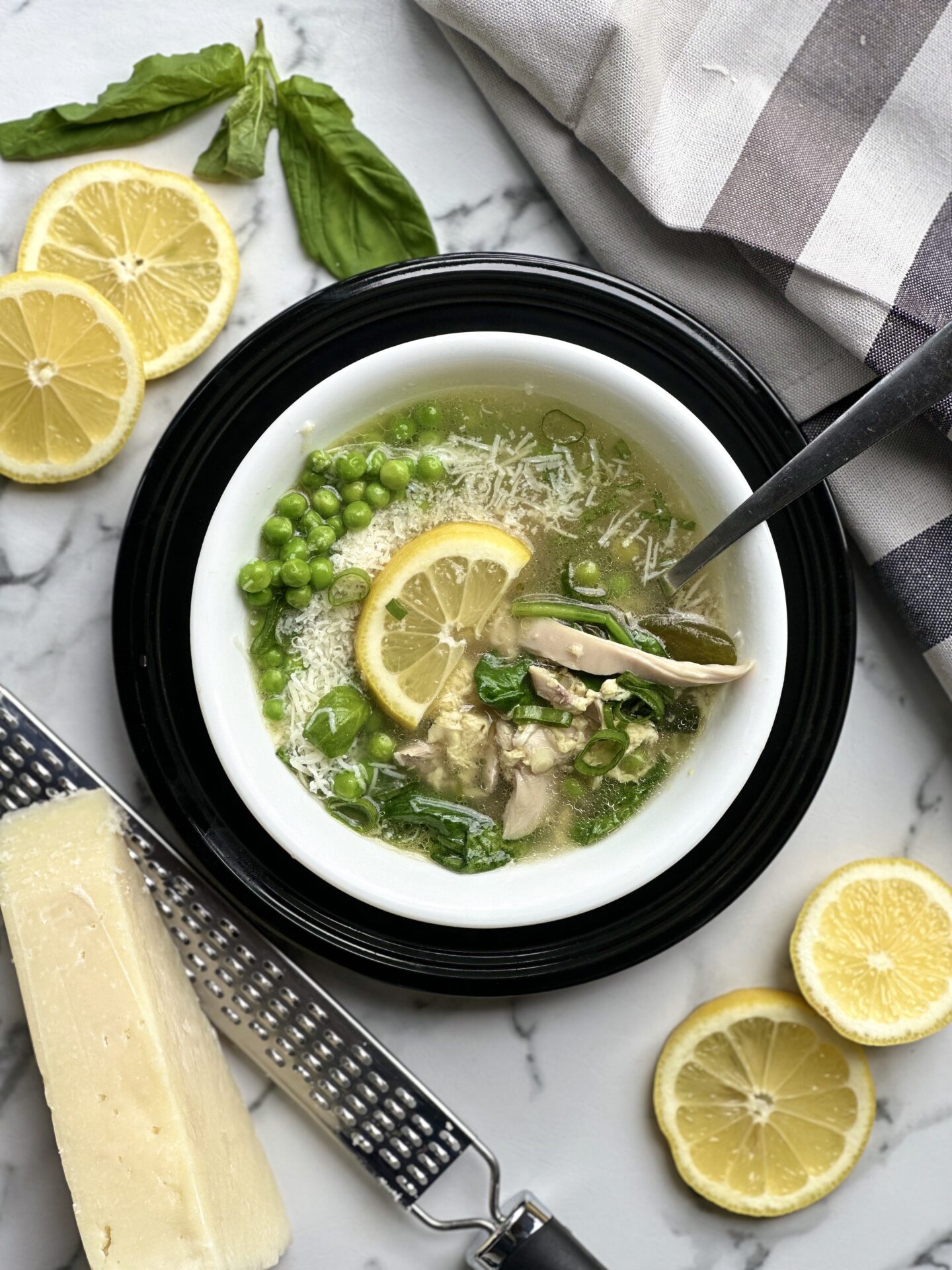 Straciatella Soup with Chicken and Spring Vegetables